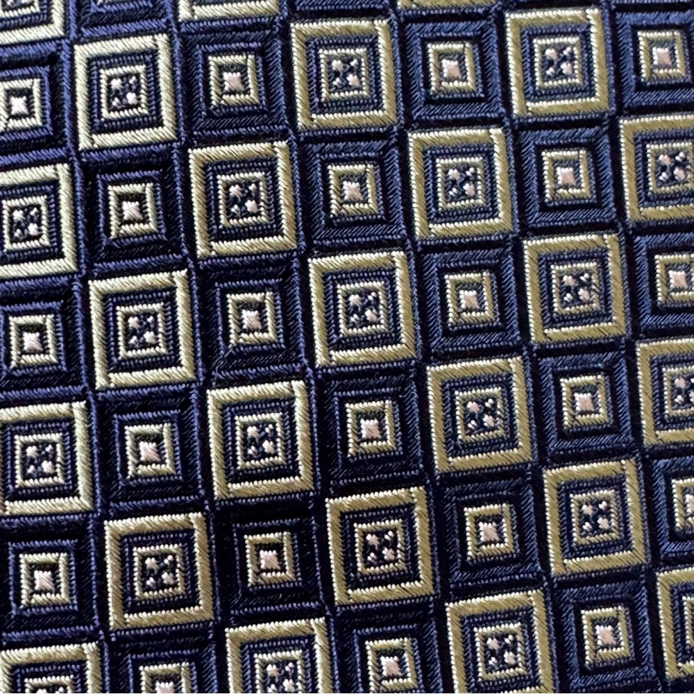 Chaps Blue and Green Silk Geometric Print  Checkered Tie - Picture 4 of 9